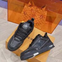 Louis Vuitton Unisex LV Skate Sneaker Black Grained Calf Leather Double Laces Rubber Outsole (2)