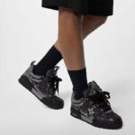 Louis Vuitton Unisex LV Skate Sneaker Black Swarovski Crystals Monogram Denim Double Laces Rubber – Bild 13