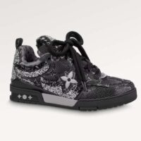 Louis Vuitton Unisex LV Skate Sneaker Black Swarovski Crystals Monogram Denim Double Laces Rubber (2)