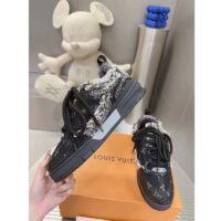 Louis Vuitton Unisex LV Skate Sneaker Black Swarovski Crystals Monogram Denim Double Laces Rubber (2)