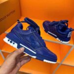 Louis Vuitton Unisex LV Skate Sneaker Blue Grained Calf Leather Double Laces Rubber Outsole - Image 10