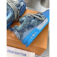 Louis Vuitton Unisex LV Skate Sneaker Blue Swarovski Crystals Monogram Denim Double Laces Rubber (13)