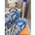 Louis Vuitton Unisex LV Skate Sneaker Blue Swarovski Crystals Monogram Denim Double Laces Rubber - Image 8