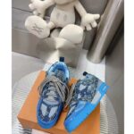 Louis Vuitton Unisex LV Skate Sneaker Blue Swarovski Crystals Monogram Denim Double Laces Rubber - Image 5