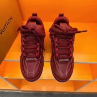 Louis Vuitton Unisex LV Skate Sneaker Bordeaux Red Grained Calf Leather Double Laces Rubber Outsole (4)