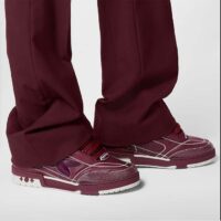 Louis Vuitton Unisex LV Skate Sneaker Bordeaux Red Grained Calf Leather Double Laces Rubber Outsole (4)