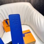 Louis Vuitton Unisex LV Tag 40 MM Reversible Belt Blue Monogram Eclipse Coated Canvas Calf Leather – Image 9