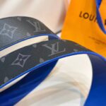 Louis Vuitton Unisex LV Tag 40 MM Reversible Belt Blue Monogram Eclipse Coated Canvas Calf Leather – Image 7