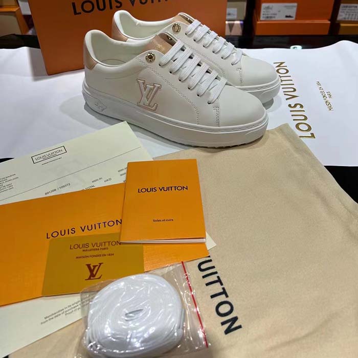 Louis Vuitton Unisex LV Time Out Sneaker Calf Leather Rubber Initials Monogram Flowers (2)