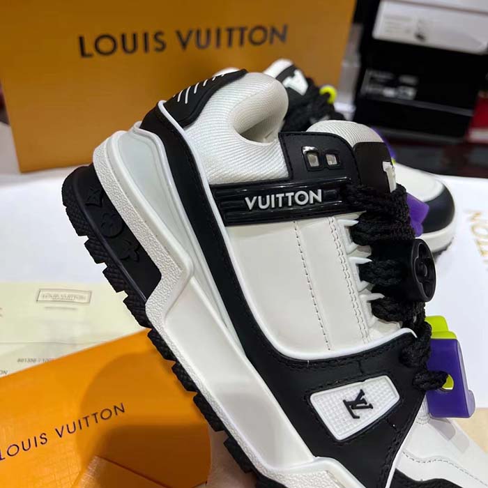 Louis Vuitton Unisex LV Trainer Maxi Sneaker Black Mix Materials Textile Laces Signature Rubber (1)