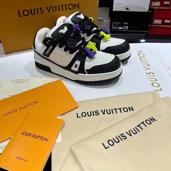 Louis Vuitton Unisex LV Trainer Maxi Sneaker Black Mix Materials Textile Laces Signature Rubber (5)