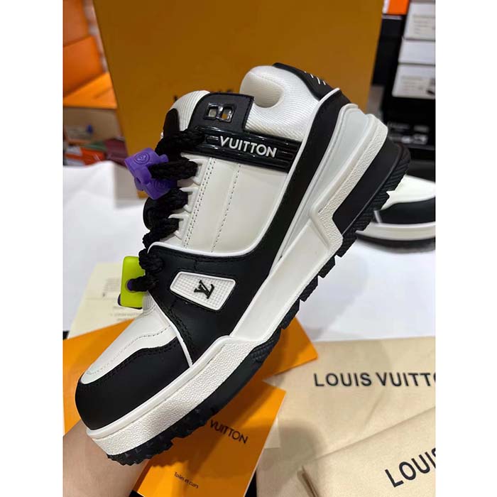Louis Vuitton Unisex LV Trainer Maxi Sneaker Black Mix Materials Textile Laces Signature Rubber (8)