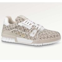 Louis Vuitton Unisex LV Trainer Sneaker Beige Monogram Textile Rubber Outsole Initials (12)