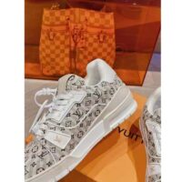 Louis Vuitton Unisex LV Trainer Sneaker Beige Monogram Textile Rubber Outsole Initials (12)
