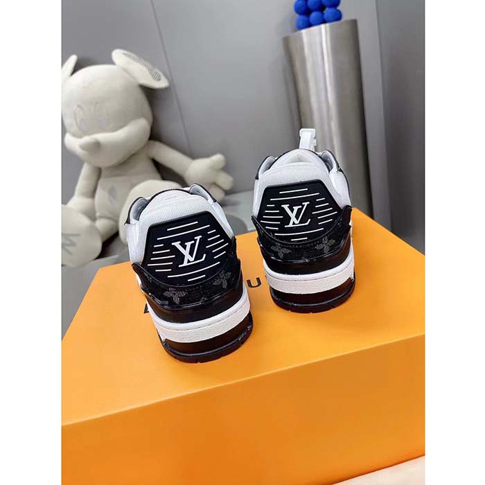 Louis Vuitton Unisex LV Trainer Sneaker Black Monogram Denim Monogram Embossed Grained Calf Leather (8)