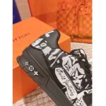 Louis Vuitton Unisex LV Trainer Sneaker Black Printed Canvas Rubber Outsole Monogram Flowers – Bild 9
