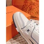 Louis Vuitton Unisex LV Trainer Sneaker Blue Calf Leather Rubber Outsole Initials - immagine 9