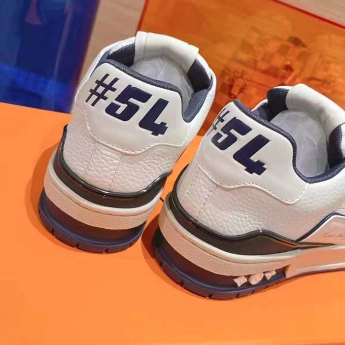 Louis Vuitton Unisex LV Trainer Sneaker Blue Calf Leather Rubber Outsole Initials (5)