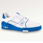 Sneaker unisex Louis Vuitton LV Trainer in pelle di vitello blu con suola in gomma e iniziali