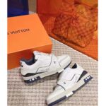 Louis Vuitton Unisex LV Trainer Sneaker Blue Calf Leather Rubber Outsole Initials - immagine 3