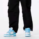 Louis Vuitton Unisex LV Trainer Sneaker Blue Mix Materials Rubber Initials Monogram Flowers - immagine 13