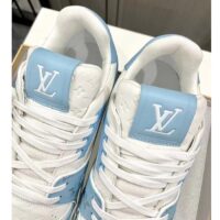 Louis Vuitton Unisex LV Trainer Sneaker Blue Mix Materials Rubber Initials Monogram Flowers (7)