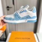 Louis Vuitton Unisex LV Trainer Sneaker Blue Mix Materials Rubber Initials Monogram Flowers - immagine 6