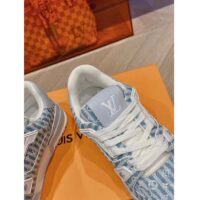 Louis Vuitton Unisex LV Trainer Sneaker Blue Monogram Textile Rubber Outsole Initials (3)