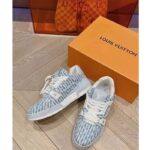 Louis Vuitton Unisex LV Trainer Sneaker Blue Monogram Textile Rubber Outsole Initials – Bild 4