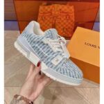 Louis Vuitton Unisex LV Trainer Sneaker Blue Monogram Textile Rubber Outsole Initials – Bild 6