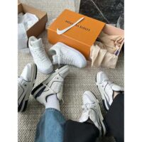 Louis Vuitton Unisex LV Trainer Sneaker Blue Nubuck Grained Calf Leather Rubber Initials (2)