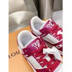 Louis Vuitton Unisex LV Trainer Sneaker Fuchsia Mix Materials Rubber Outsole Initials Monogram Flowers - Imagen 8