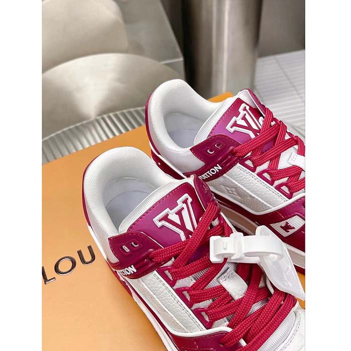 Louis Vuitton Unisex LV Trainer Sneaker Fuchsia Mix Materials Rubber Outsole Initials Monogram Flowers (1)