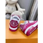 Louis Vuitton Unisex LV Trainer Sneaker Fuchsia Mix Materials Rubber Outsole Initials Monogram Flowers - Imagen 7