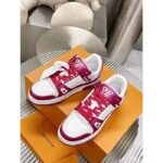 Louis Vuitton Unisex LV Trainer Sneaker Fuchsia Mix Materials Rubber Outsole Initials Monogram Flowers - Imagen 3