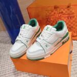Louis Vuitton Unisex LV Trainer Sneaker Green Grained Calf Leather Rubber Initials - Image 5