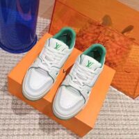 Louis Vuitton Unisex LV Trainer Sneaker Green Grained Calf Leather Rubber Initials (4)
