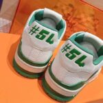 Louis Vuitton Unisex LV Trainer Sneaker Green Grained Calf Leather Rubber Initials - Image 7