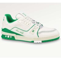 Louis Vuitton Unisex LV Trainer Sneaker Green Grained Calf Leather Rubber Initials (4)