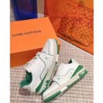 Louis Vuitton Unisex LV Trainer Sneaker Green Grained Calf Leather Rubber Initials - Image 3