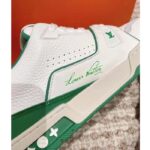Louis Vuitton Unisex LV Trainer Sneaker Green Grained Calf Leather Rubber Initials - Image 9