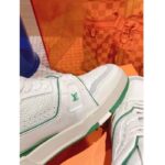 Louis Vuitton Unisex LV Trainer Sneaker Green Grained Calf Leather Rubber Initials - Image 10