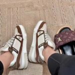 Louis Vuitton Unisex LV Trainer Sneaker Moka Brown Nubuck Grained Calf Leather Rubber Initials - Image 11
