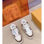 Louis Vuitton Unisex LV Trainer Sneaker Moka Brown Nubuck Grained Calf Leather Rubber Initials - Image 2