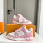 Louis Vuitton Unisex LV Trainer Sneaker Pink Mix Materials Rubber Initials Monogram Flowers - Bild 3