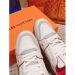 Louis Vuitton Unisex LV Trainer Sneaker Red Grained Calf Leather Rubber Initials - Imagen 8