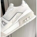 Louis Vuitton Unisex LV Trainer Sneaker White Grained Calf Leather Rubber Initials Monogram Flowers - Image 7