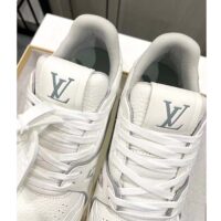 Louis Vuitton Unisex LV Trainer Sneaker White Grained Calf Leather Rubber Initials Monogram Flowers (6)