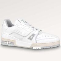 Louis Vuitton Unisex LV Trainer Sneaker White Grained Calf Leather Rubber Initials Monogram Flowers (6)