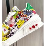 Louis Vuitton Unisex LV Trainer Sneaker White Printed Canvas Rubber Outsole Initials - Imagen 8
